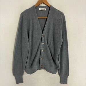 Vtg Jantzen Knit Cardigan Sweater Mens M USA Made Grandpa Cabin Preppy Academia